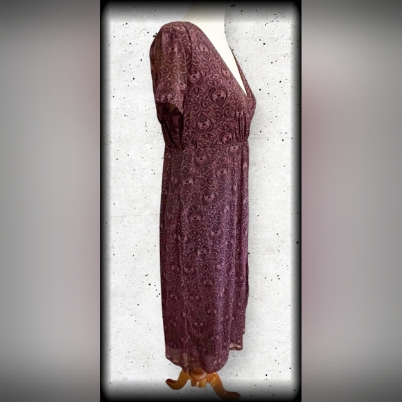 🔥Croft & Barrow XL Crossover Empire Waist Midi Plum Paisley wrap dress - Picture 4 of 16